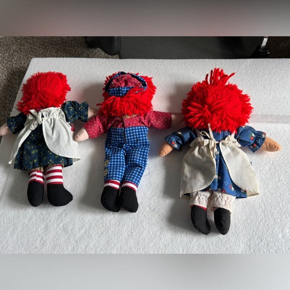 🔥🔥🔥Vintage Raggedy ANN & ANDY Plush Rag 3 Dolls 12" - Picture 7 of 7